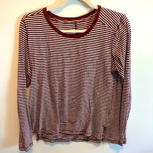 Madewell Long Sleeve Tee - Maroon Stripes - size L